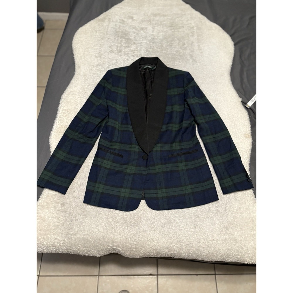 Lauren Ralph Lauren Black Watch Tartan Plaid Tuxedo Blazer Jacket Women's Size 6